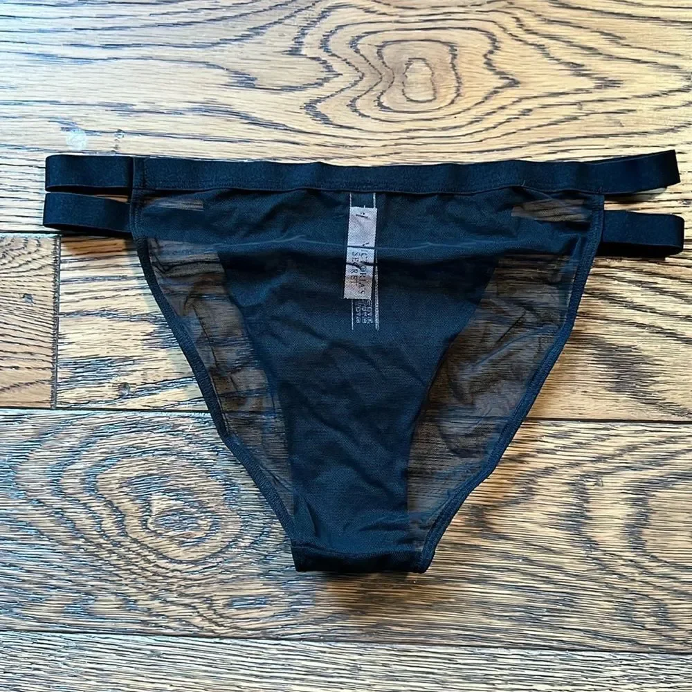 NWT Victoria Secret black, sheer string, bikini, panties D14‎